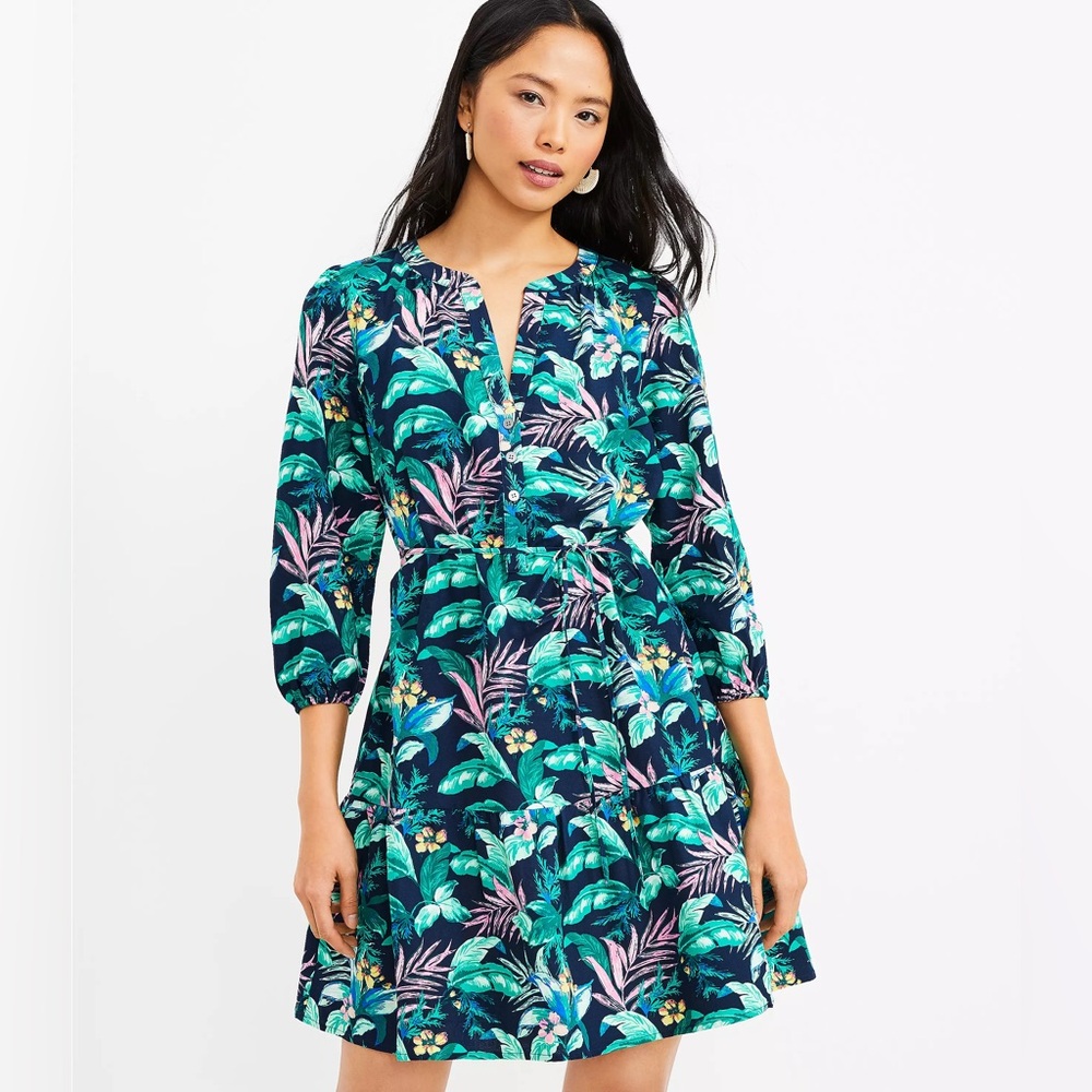 NWT Palm Henley Flounce Shirtdress (Size M)